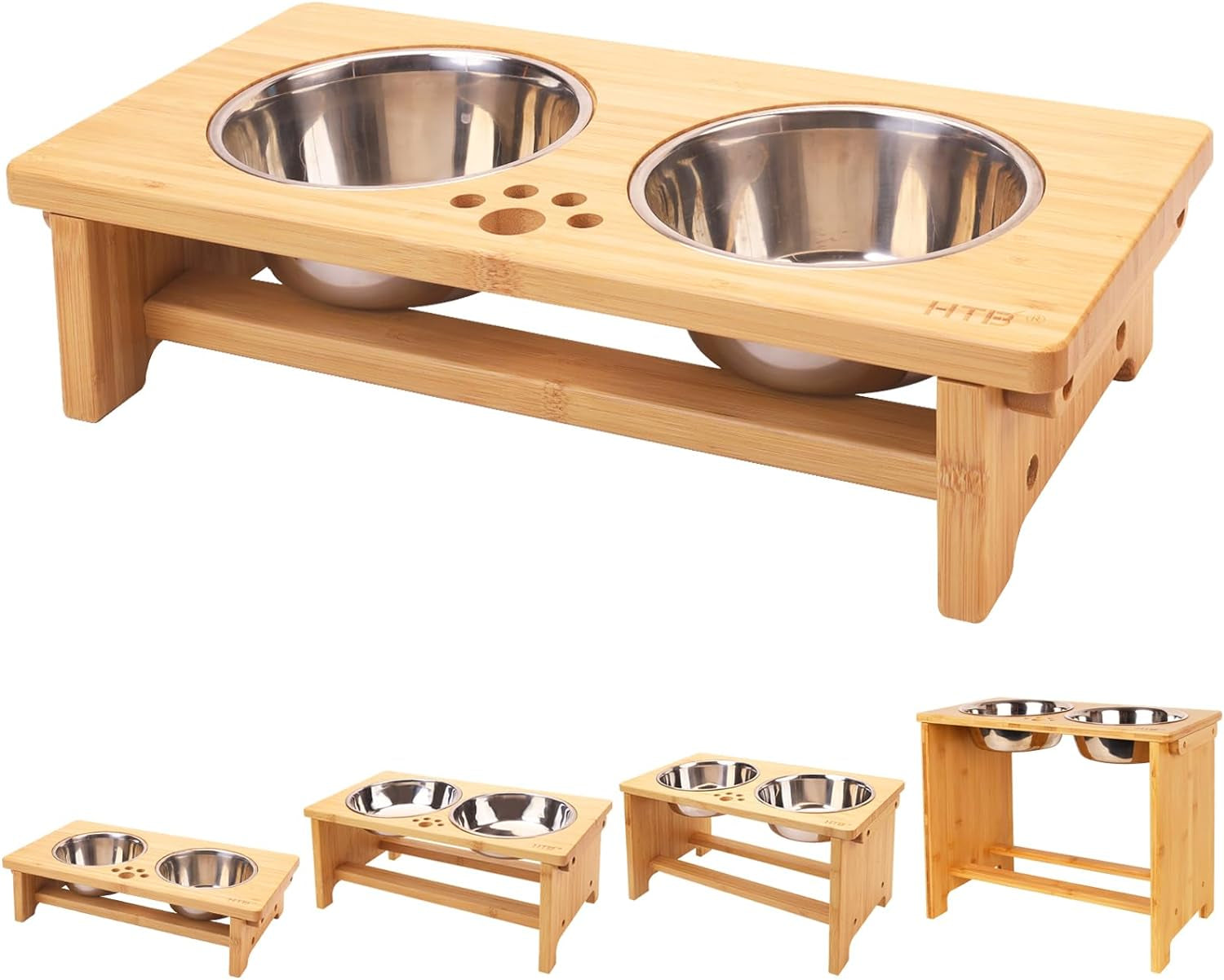 Elevated Dog Bowls,Raised Dog Bowl Stand with 2 Stainless Steel Bowls,Elevated Raised Dog Bowls for Large Medium Small Sized Dogs