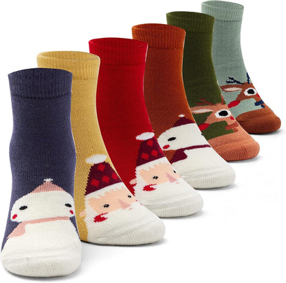 Kids Winter Socks Boys Warm Socks Thick Cotton Thermal Crew Socks for Boys 6 Pairs