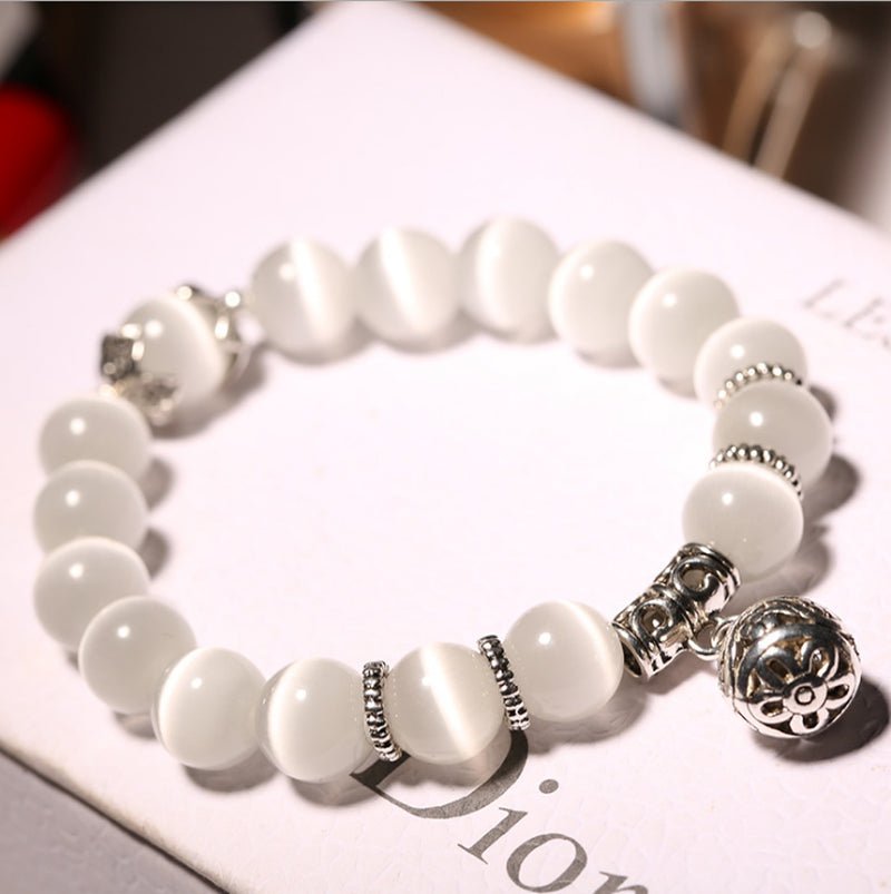 Natural Opal Beads Bracelets Crystal Fashion Women Bracelet Vintage Stainless Steel Braceletes for Women