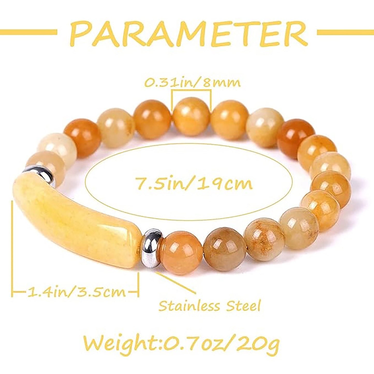 8Mm Yellow Topaz Stretch Bracelet Crystal Energy Handmade Bracelet Gifts for Women Girl