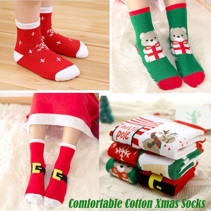 Toddler Baby Girls Boys Christmas Socks Cozy Funny Xmas Holiday Socks Winter Warm Socks Thermal Crew Socks 6 Pairs