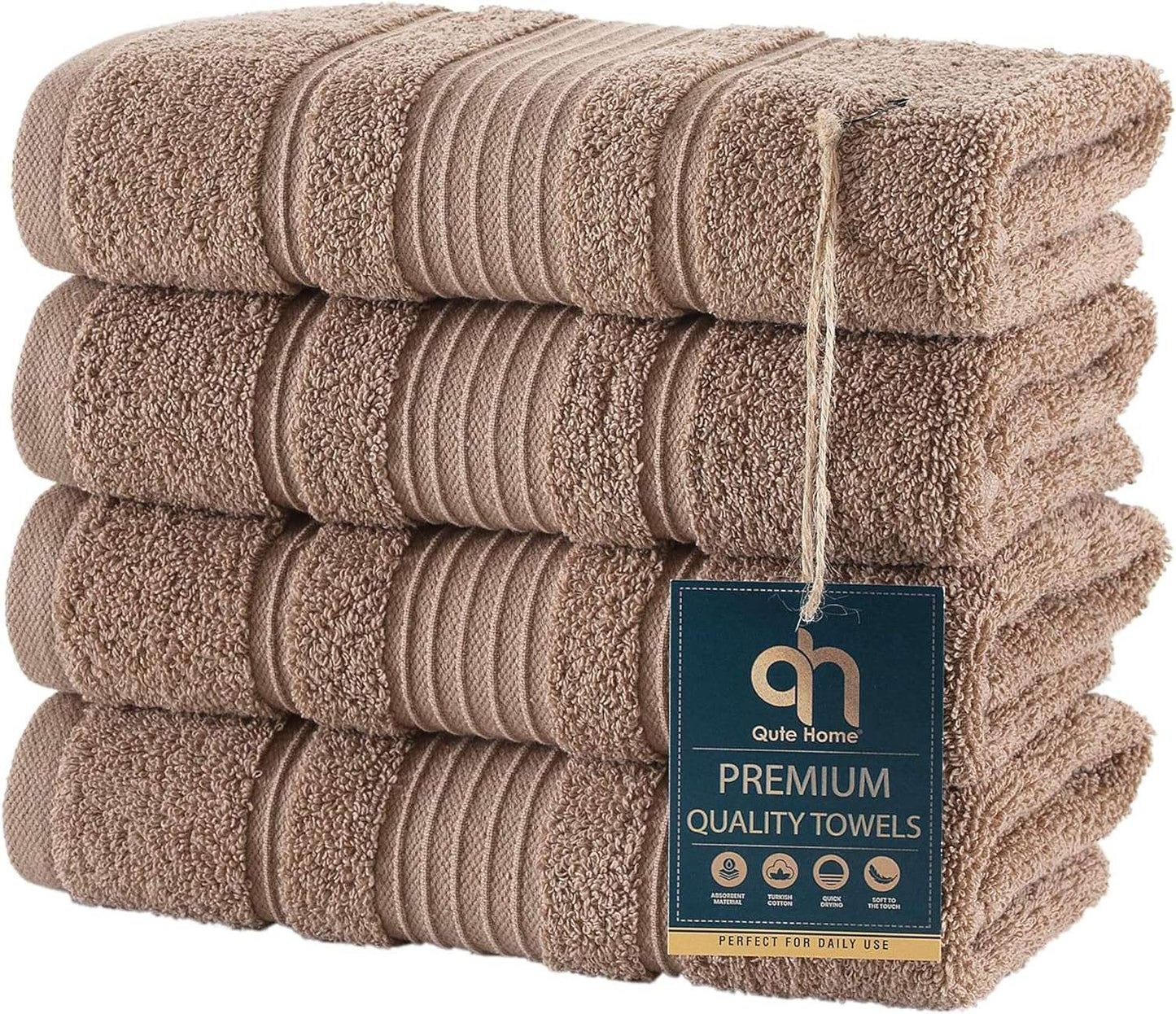 6-Piece Bath Towels Set, 100% Turkish Cotton Premium Quality Bathroom Towels, Soft and Absorbent Turkish Towels, Set Includes 2 Bath Towels, 2 Hand Towels and 2 Washcloths (Grey)