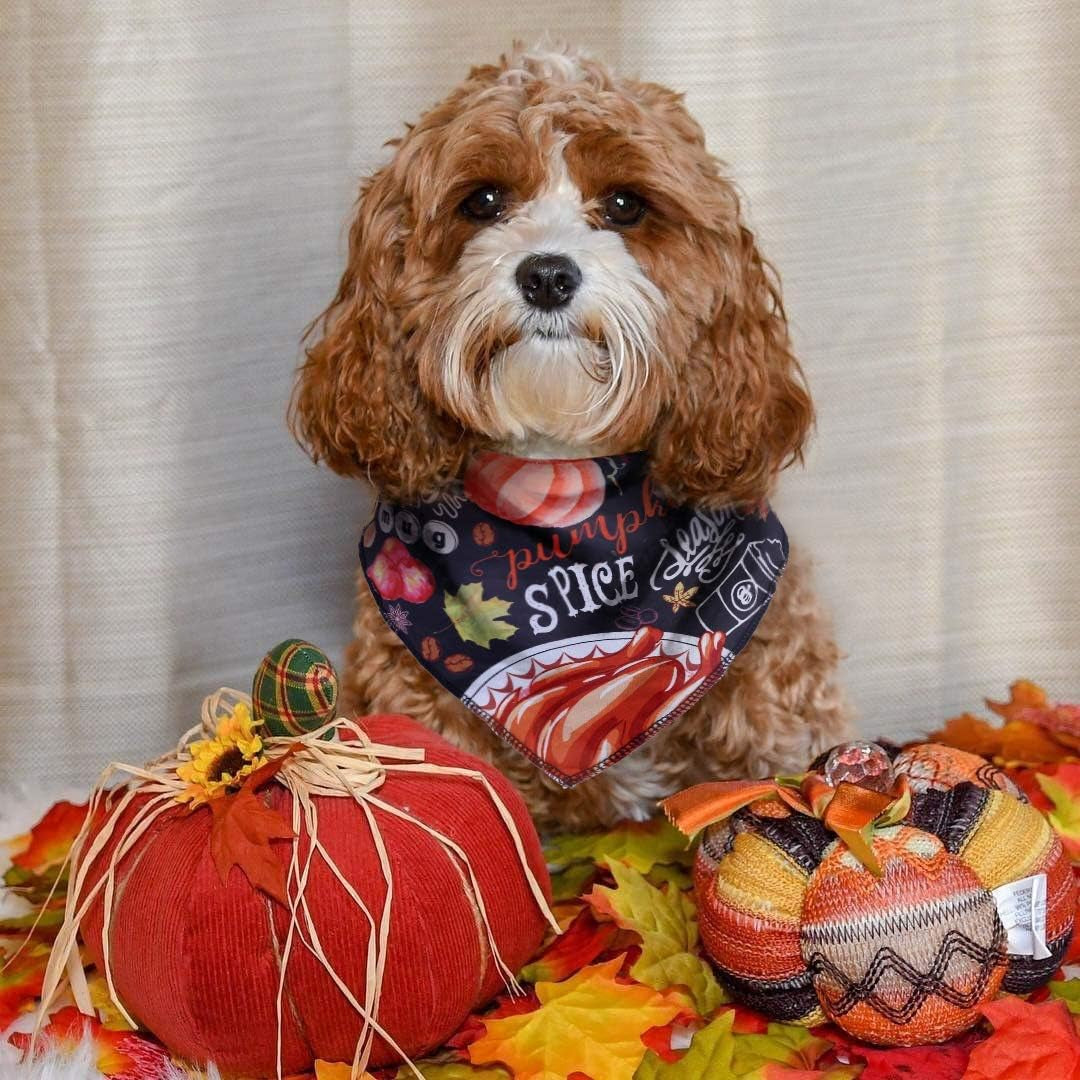 4 Pack Thanksgiving Dog Bandana,Pumpkin Turkry Bandanas for Dogs,Triangle Bibs Pet Scarf