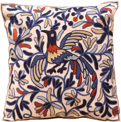 Embroidered Decorative Throw Pillows Cover 18X18 Boho Farmhouse Square Pillow Case for Couch Sofa Bed, Plant Floral Patterns Home Decor Pillows Cover, Embroidery Pattern Fall Pillow Cover