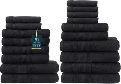 6-Piece Bath Towels Set, 100% Turkish Cotton Premium Quality Bathroom Towels, Soft and Absorbent Turkish Towels, Set Includes 2 Bath Towels, 2 Hand Towels and 2 Washcloths (Grey)