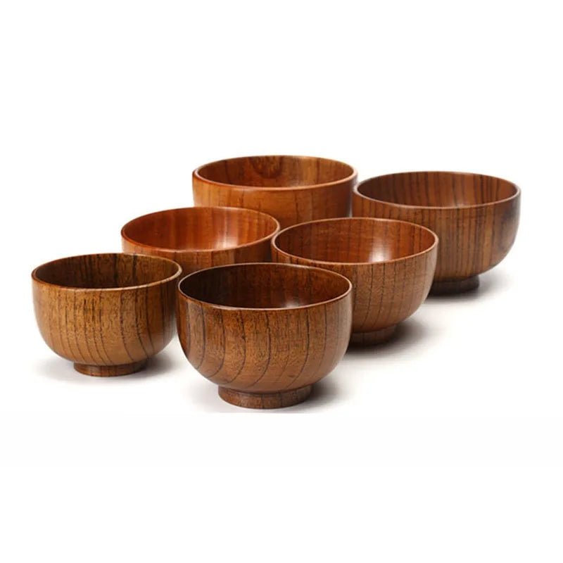 Japanese Style Wooden Bowl Natural Wood Bowl Tableware for Fruit Salad Noodle Rice Soup Kitchen Utensil Dishes 7 Sizes