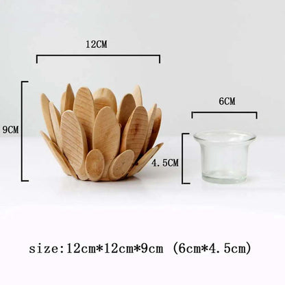 Wooden Candlestick Candle Holder Lotus Shaped Candle Holder Table Desktop Decoration Plant Flower Plot Home Decoration