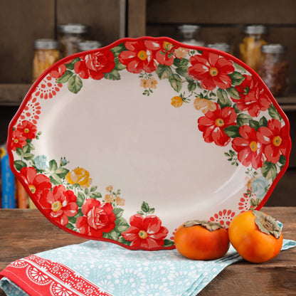 Vintage Floral 14.5-Inch Serving Platter