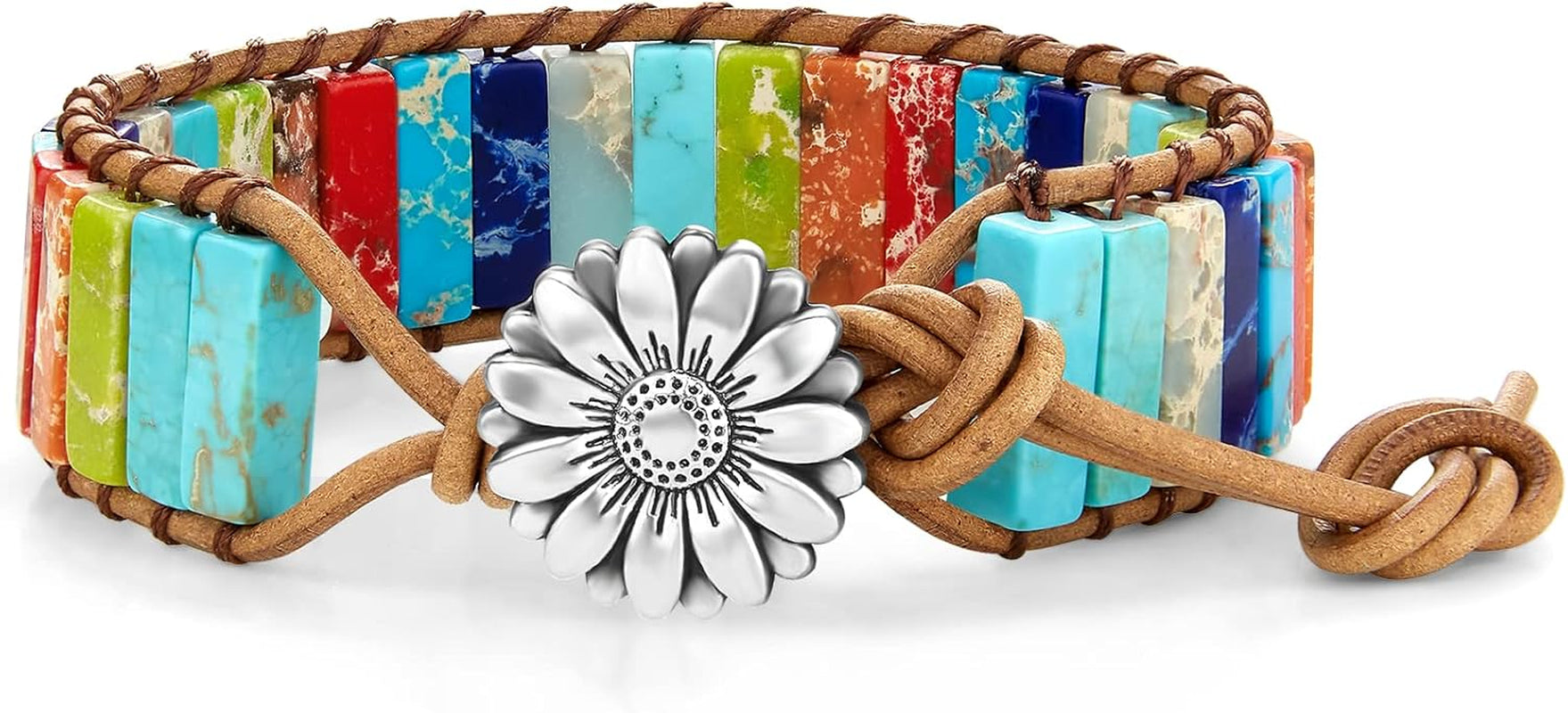 7 Chakra Bracelets for Women Boho Handmade Wrap Bracelets Leather Healing Stone Bracelet Friendship Jewelry Gifts