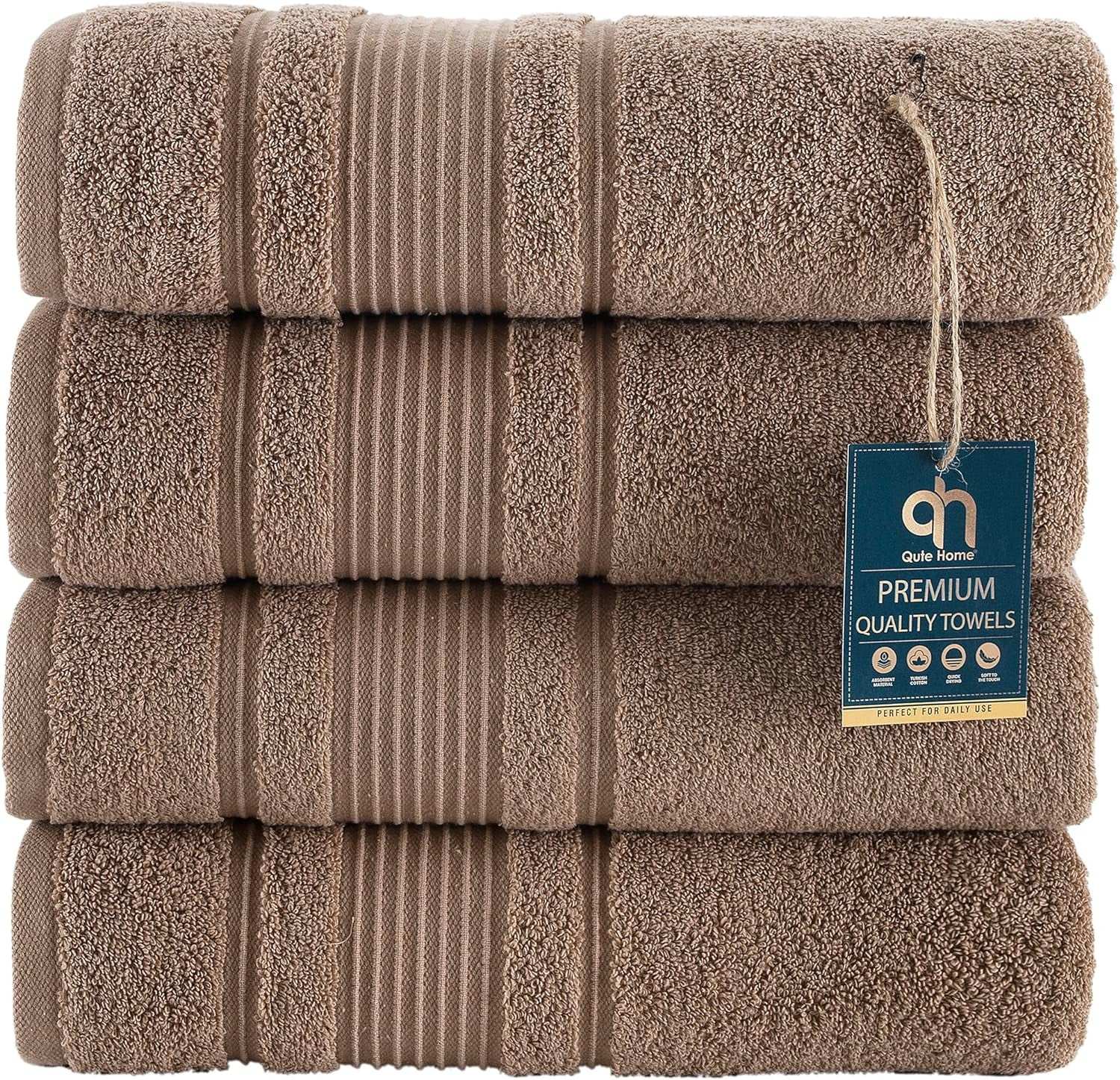 6-Piece Bath Towels Set, 100% Turkish Cotton Premium Quality Bathroom Towels, Soft and Absorbent Turkish Towels, Set Includes 2 Bath Towels, 2 Hand Towels and 2 Washcloths (Grey)