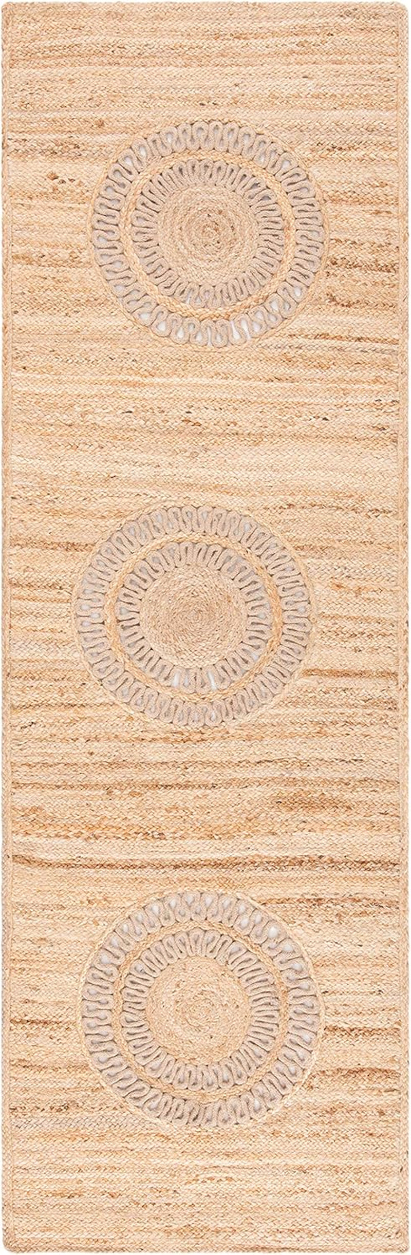 Natural Fiber Collection Runner Rug - 2'6" X 8', Beige, Handmade Boho Farmhouse Jute, Ideal for High Traffic Areas in Living Room, Bedroom (NF372B)