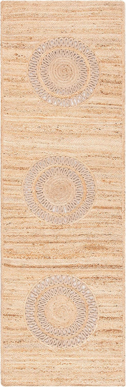 Natural Fiber Collection Runner Rug - 2'6" X 8', Beige, Handmade Boho Farmhouse Jute, Ideal for High Traffic Areas in Living Room, Bedroom (NF372B)