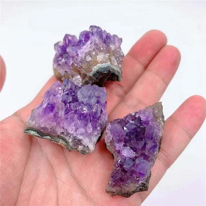 Natural Raw Purple Brazilian Amethyst Quartz Crystal Cluster Druzy Geode Healing Stones Specimen Home Decoration Crafts Ornament