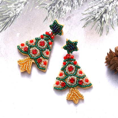 Christmas Earrings for Women Beaded Holiday Snowman Secret Santa Polka Dot Hat Earrings Christmas Tree Drop Dangle Earrings Statement Earrings Festive Jewelry Gifts