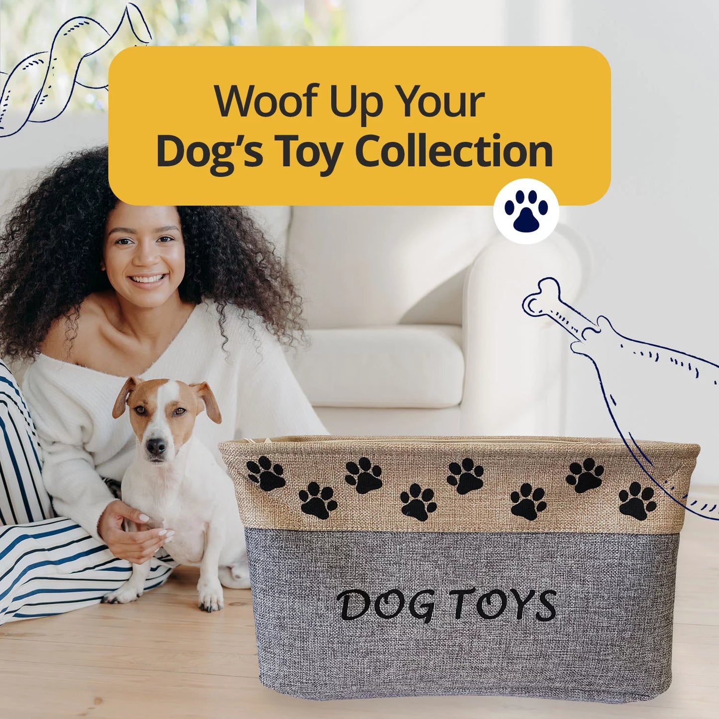 Pet Toy Storage Bin for Dogs and Puppies, 9” X 15.5” X 10”, Grey