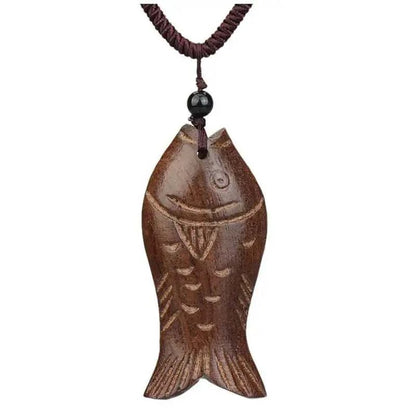 Wooden Fish Pendant Necklace