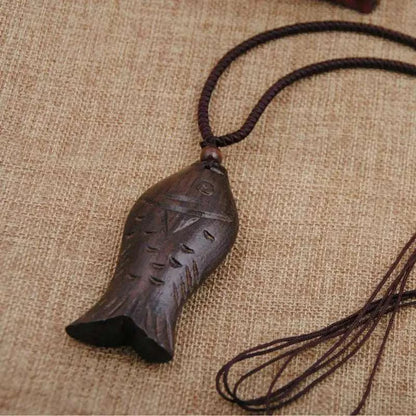 Wooden Fish Pendant Necklace