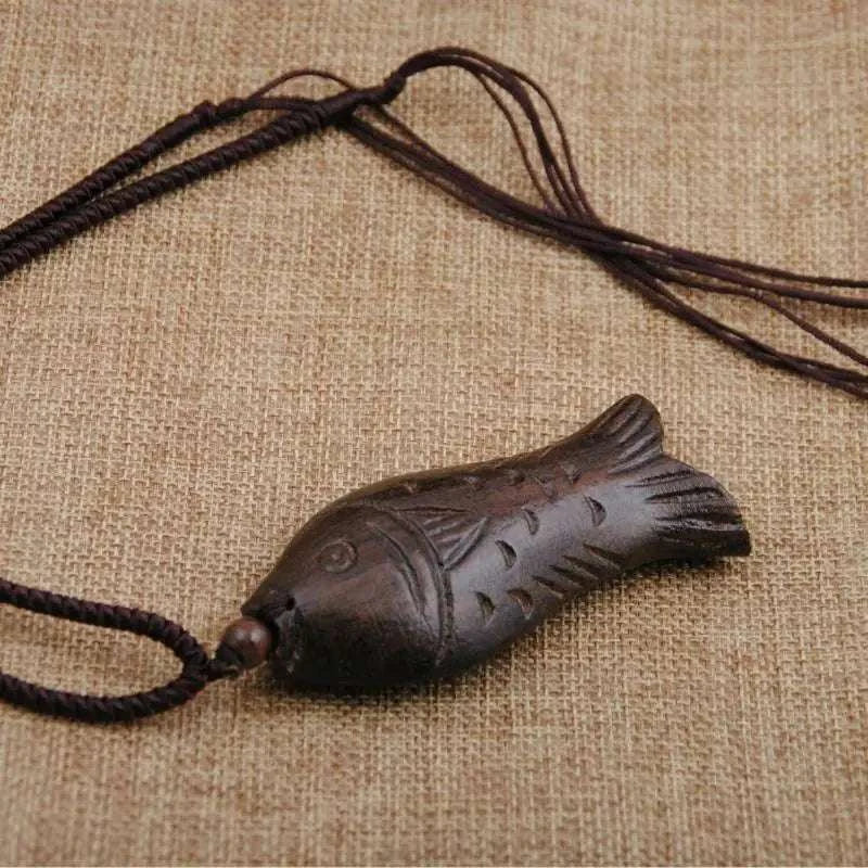 Wooden Fish Pendant Necklace