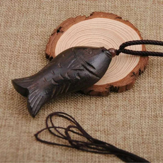 Wooden Fish Pendant Necklace