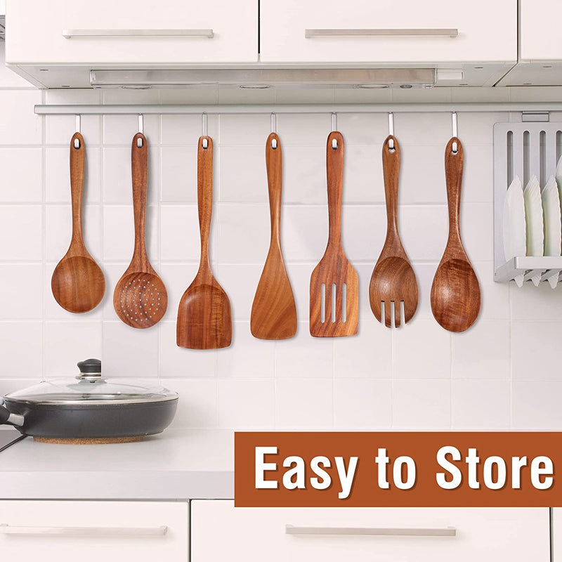 Teak Wooden Kitchen Utensils Set of 9