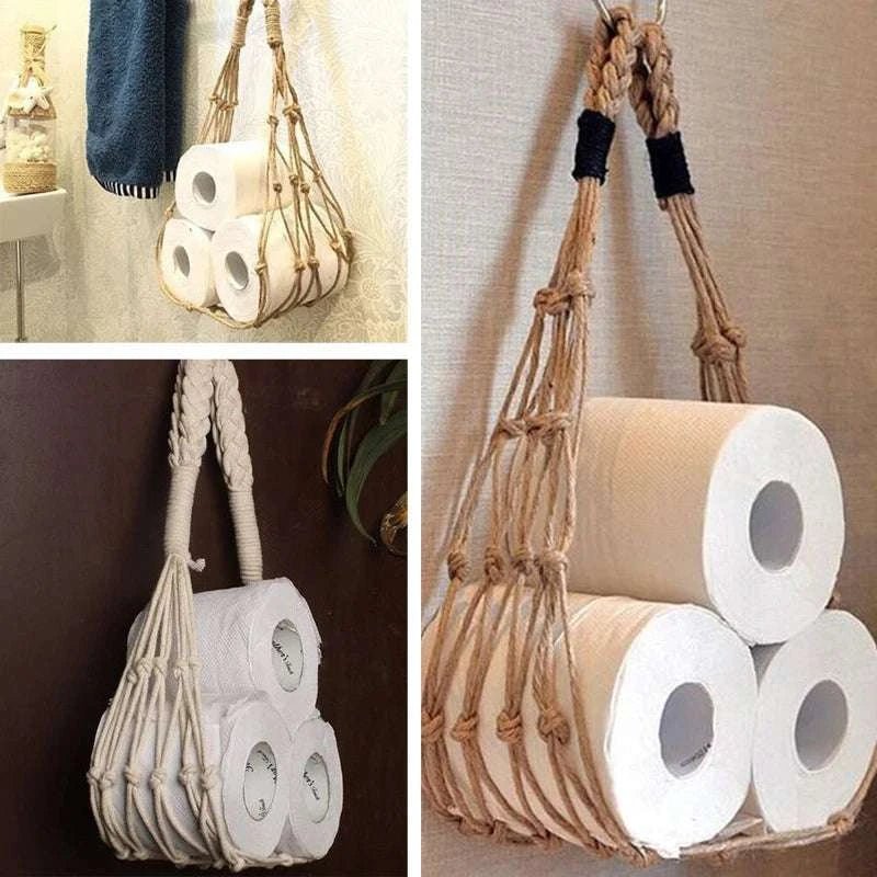 Hand Woven Bathroom Paper Decorative Storage Net