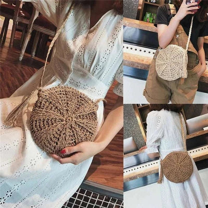 Casual Round Woven Handbag