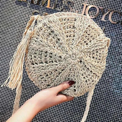 Casual Round Woven Handbag