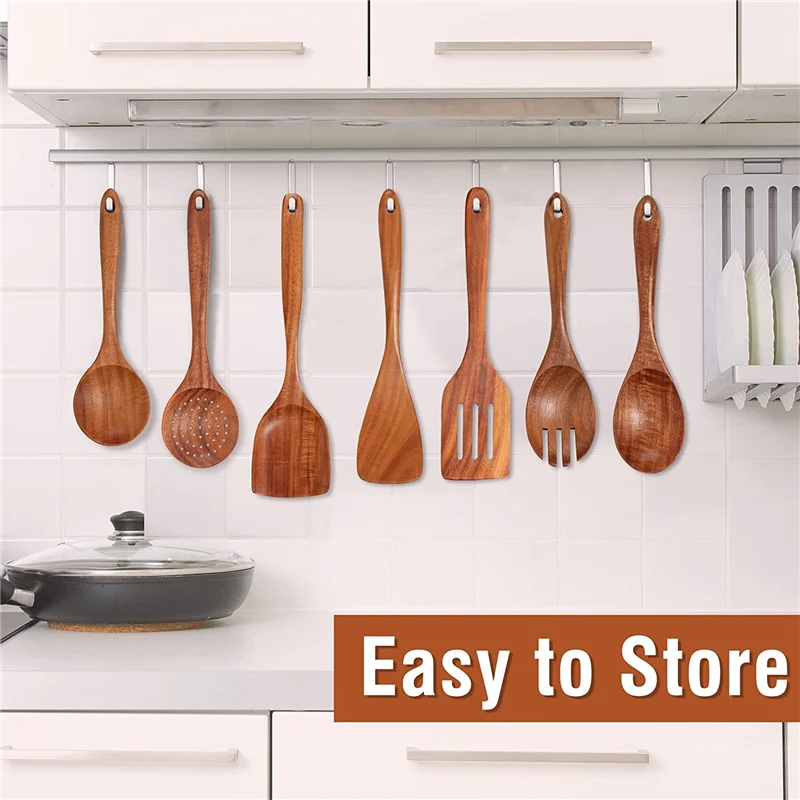 Teak Wooden Kitchen Utensils Set of 9