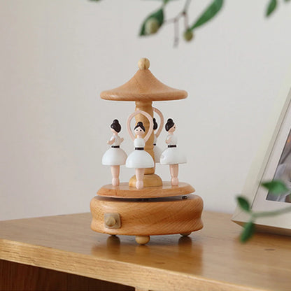 Whimsical Wooden Wind Up Musical Boxes