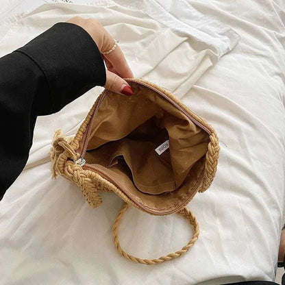 Shoulder Bag Natural Fiber Woven Fashion