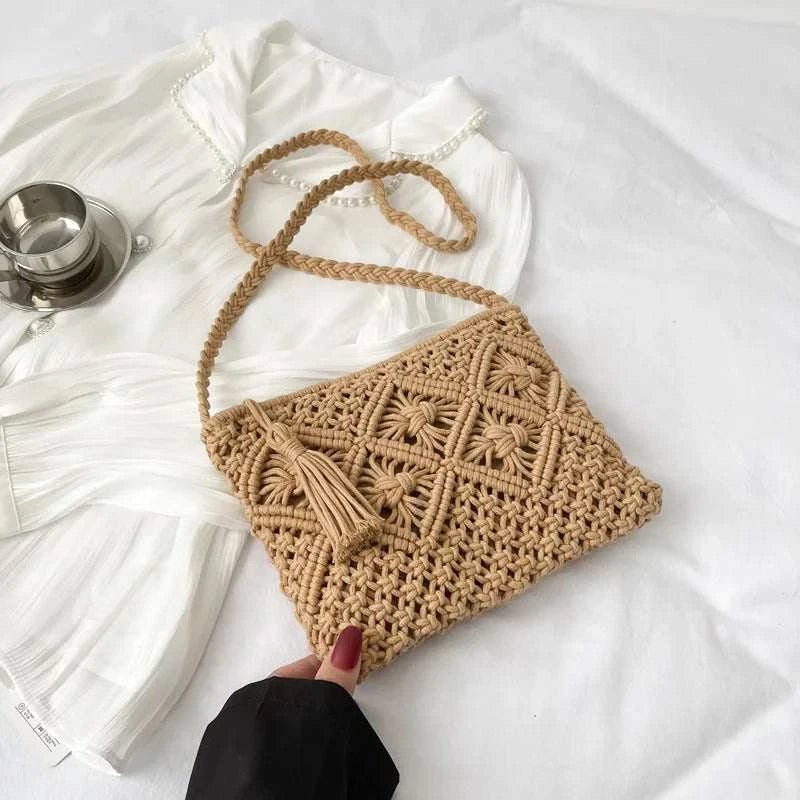 Shoulder Bag Natural Fiber Woven Fashion