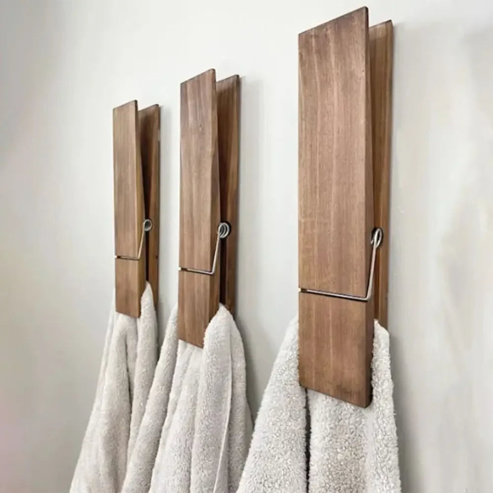 Giant Wooden Clothespin Bathroom Towel Holder