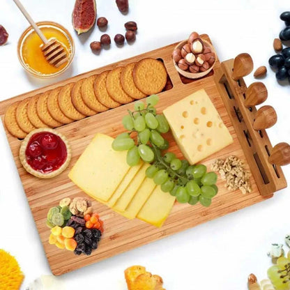 Bamboo Cutting Board / Cheese Platter with Cutlery