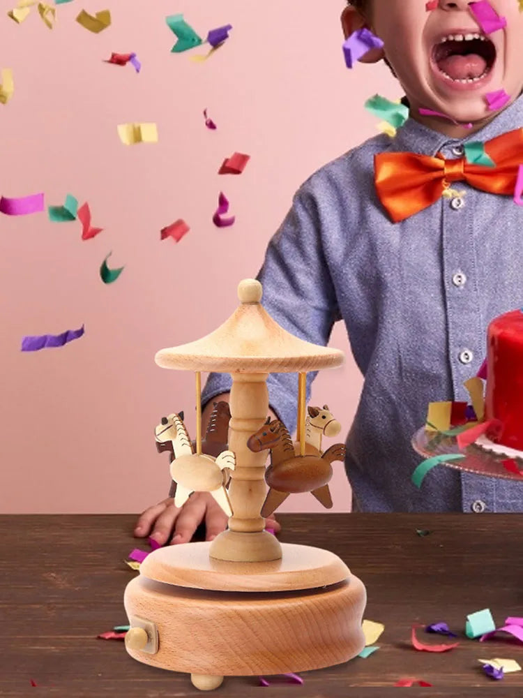 Whimsical Wooden Wind Up Musical Boxes