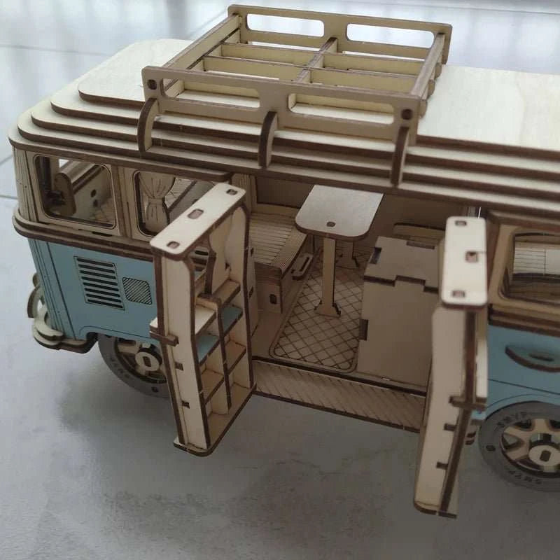 3D Wooden Retro Camper Van Jigsaw Puzzle