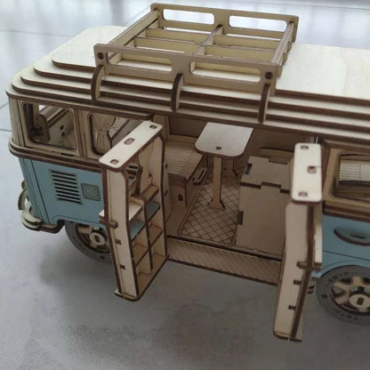 3D Wooden Retro Camper Van Jigsaw Puzzle