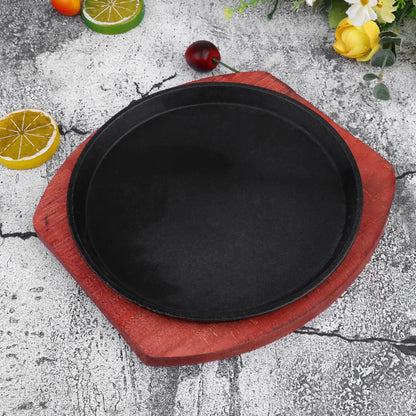 Cast Iron Skillet and Wood Platter Set