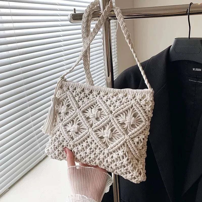 Shoulder Bag Natural Fiber Woven Fashion