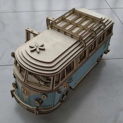 3D Wooden Retro Camper Van Jigsaw Puzzle