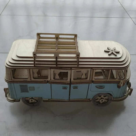 3D Wooden Retro Camper Van Jigsaw Puzzle