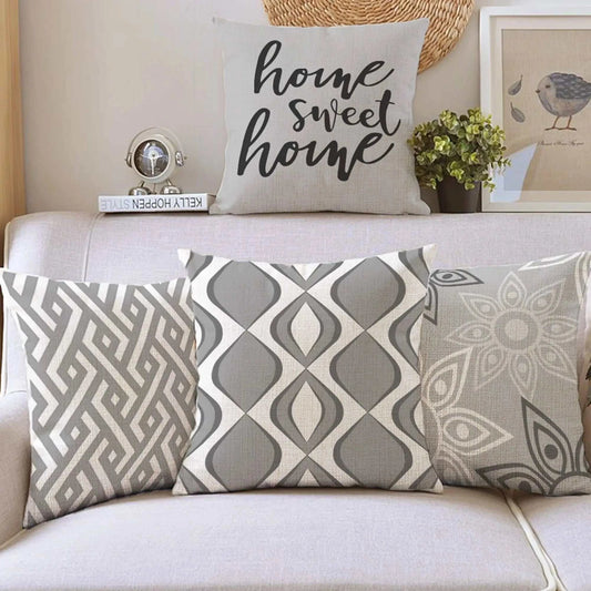 Grey and White Decorative Cushion Covers