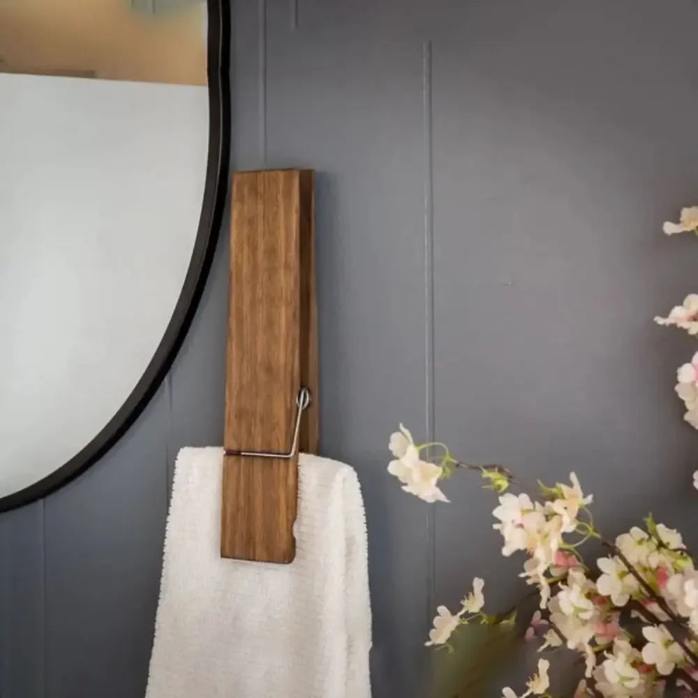 Giant Wooden Clothespin Bathroom Towel Holder