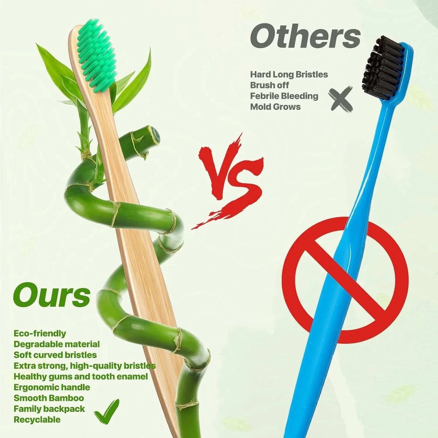 Bamboo Soft Charcoal Bristle Toothbrushes for Kids