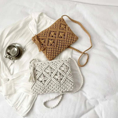 Shoulder Bag Natural Fiber Woven Fashion