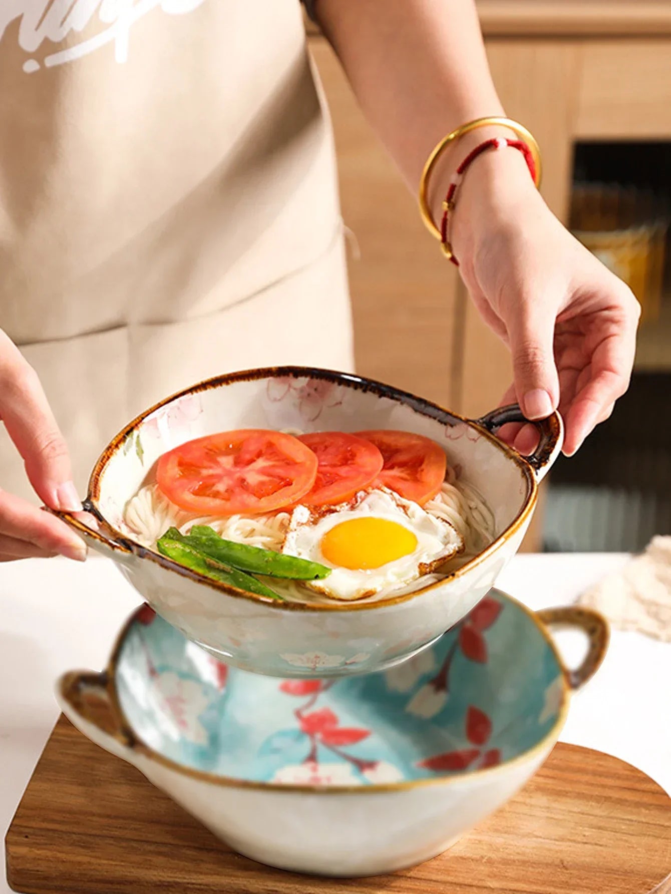 Floral Japanese Noodle Bowl