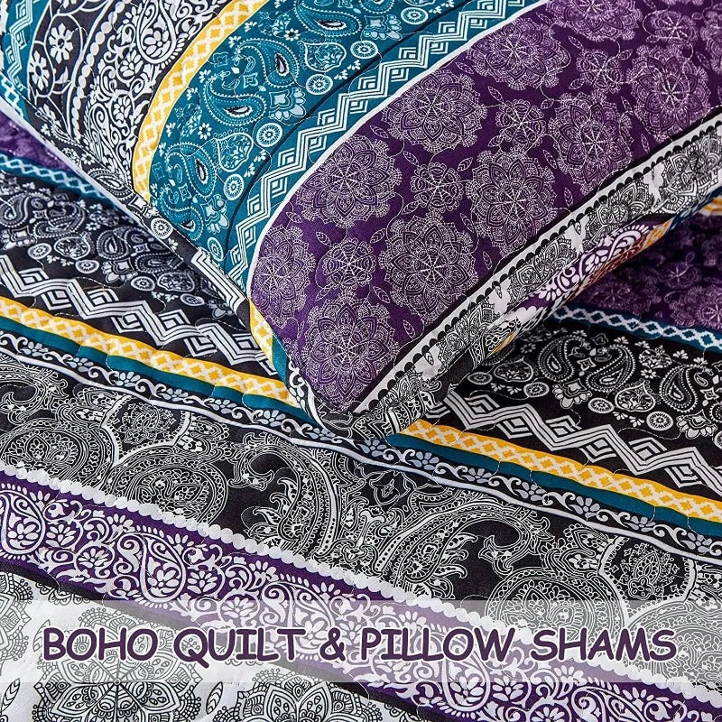 All Season Boho Chic 3 Piece Quilt Sets