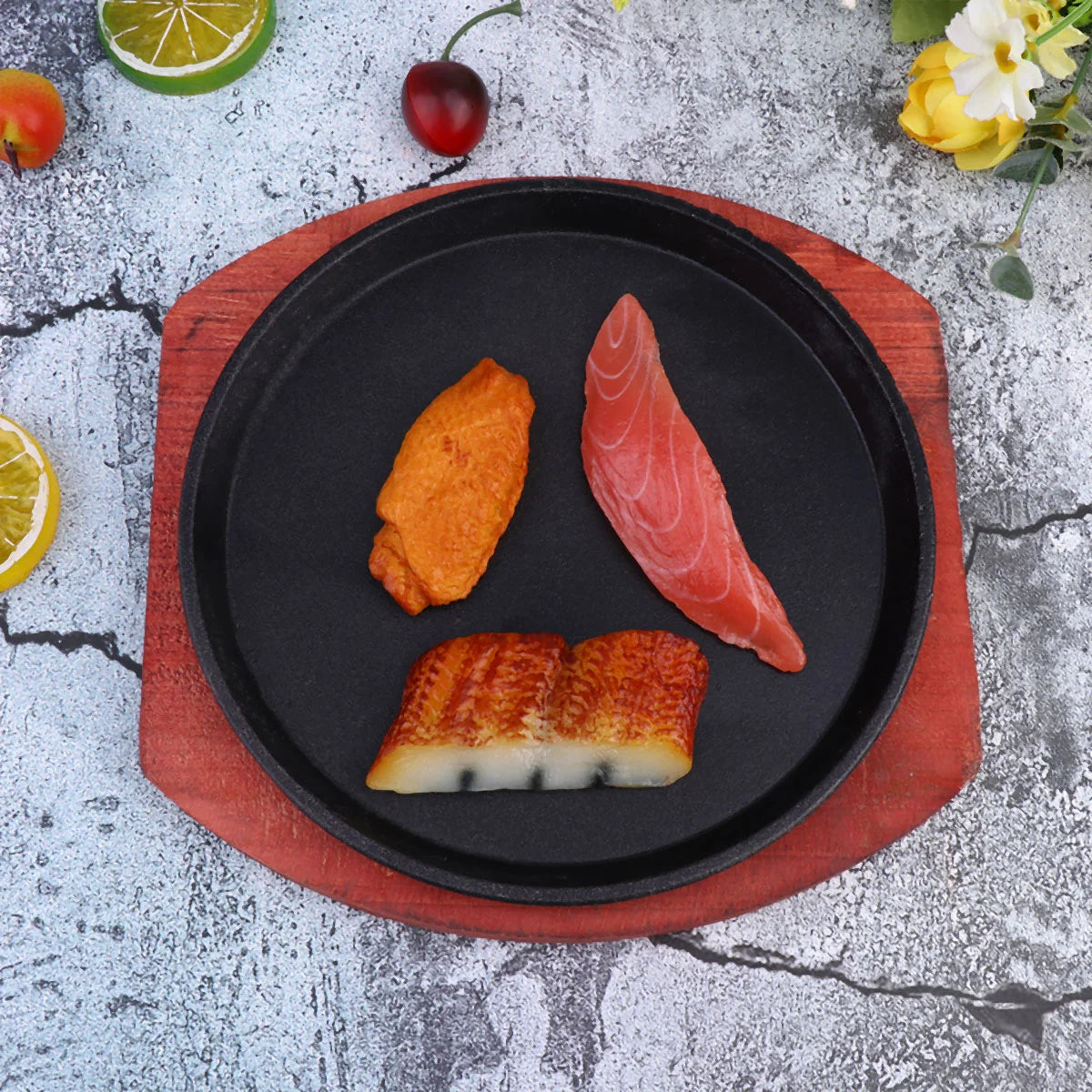 Cast Iron Skillet and Wood Platter Set