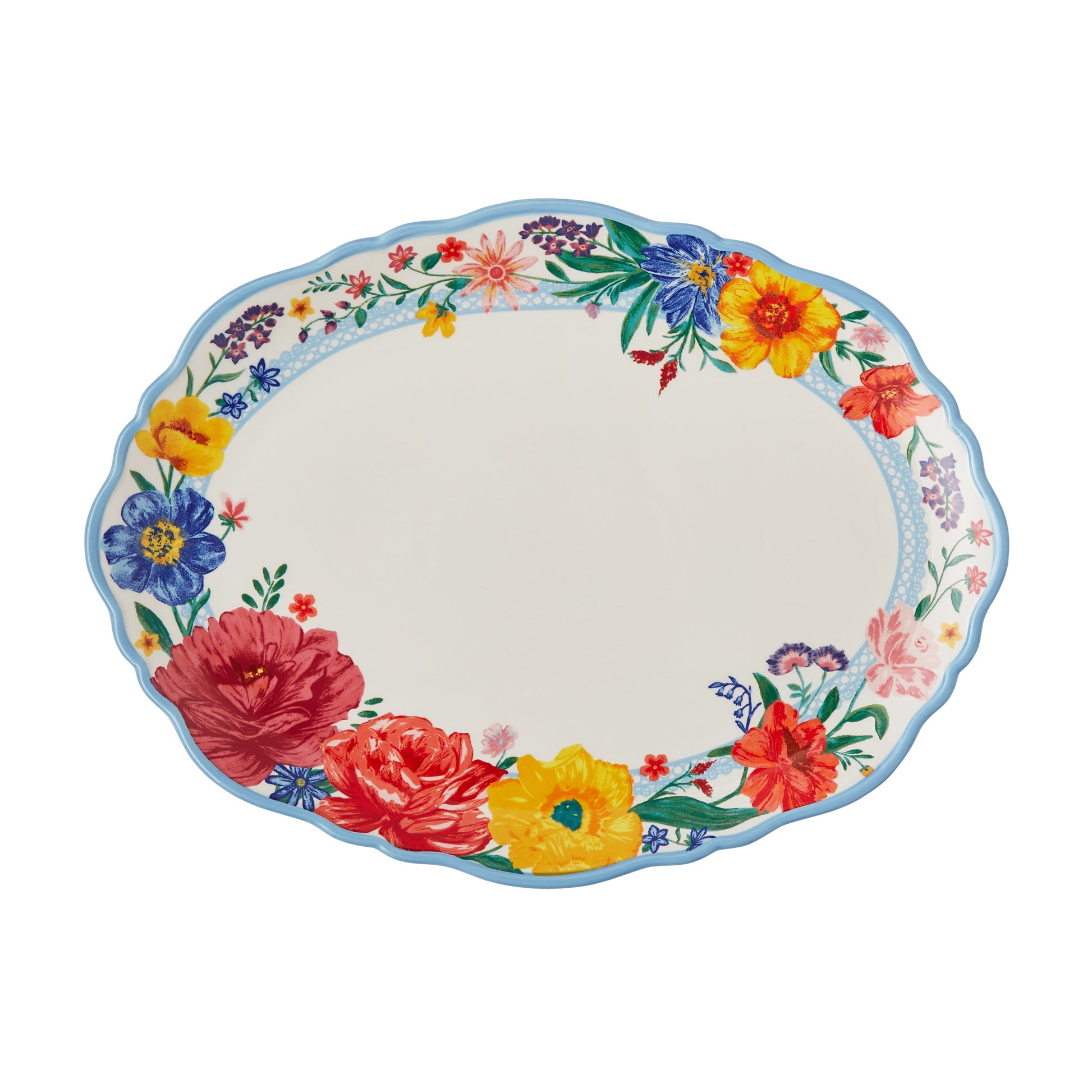 Brilliant Blooms Stoneware Serve Platter