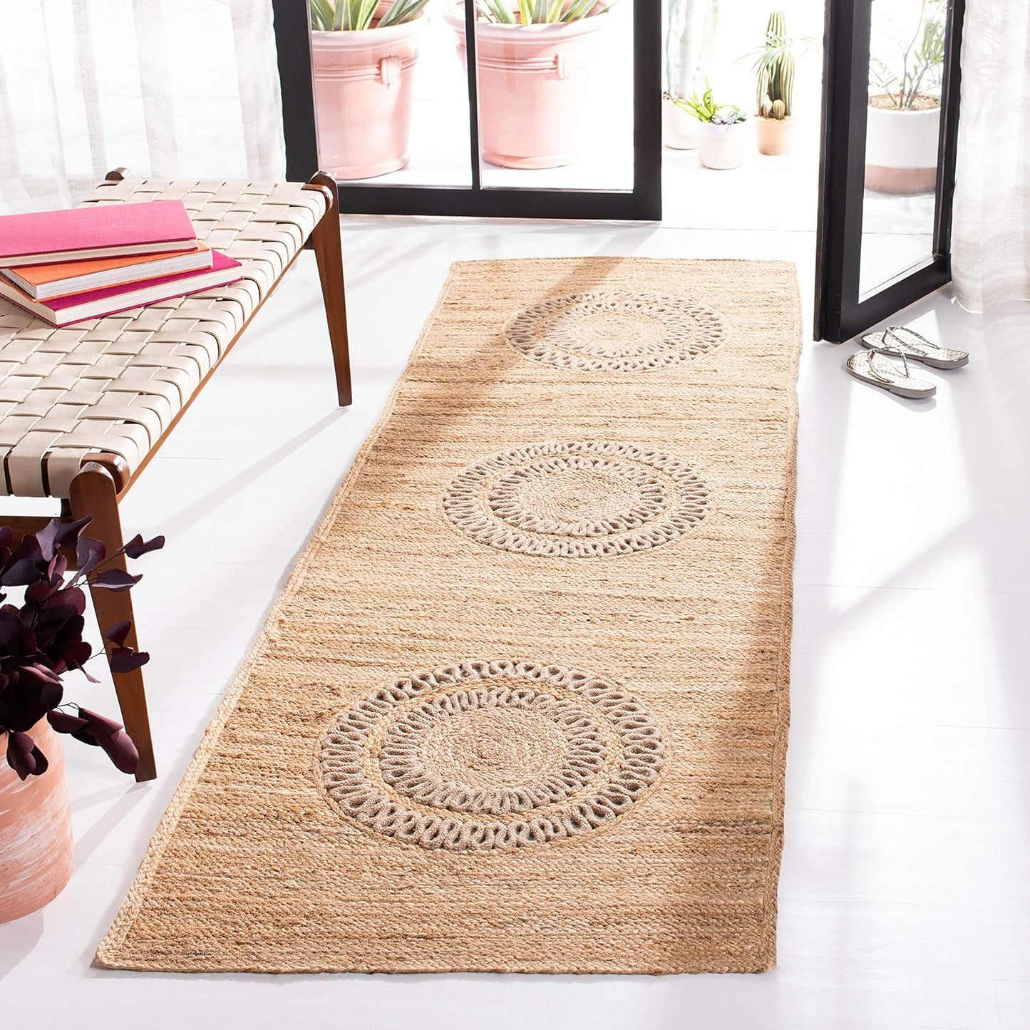 Natural Fiber Collection Runner Rug - 2'6" X 8', Beige, Handmade Boho Farmhouse Jute, Ideal for High Traffic Areas in Living Room, Bedroom (NF372B)