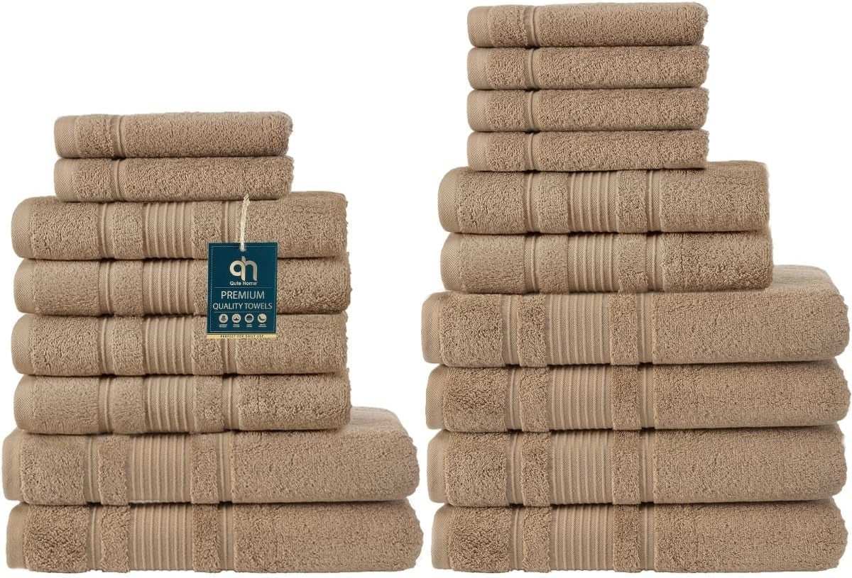 6-Piece Bath Towels Set, 100% Turkish Cotton Premium Quality Bathroom Towels, Soft and Absorbent Turkish Towels, Set Includes 2 Bath Towels, 2 Hand Towels and 2 Washcloths (Grey)